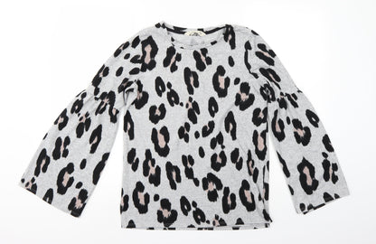 F&F Womens Grey Animal Print  Pullover Jumper Size 8