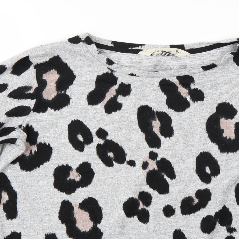 F&F Womens Grey Animal Print  Pullover Jumper Size 8