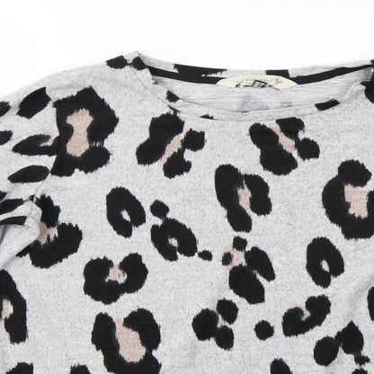 F&F Womens Grey Animal Print  Pullover Jumper Size 8