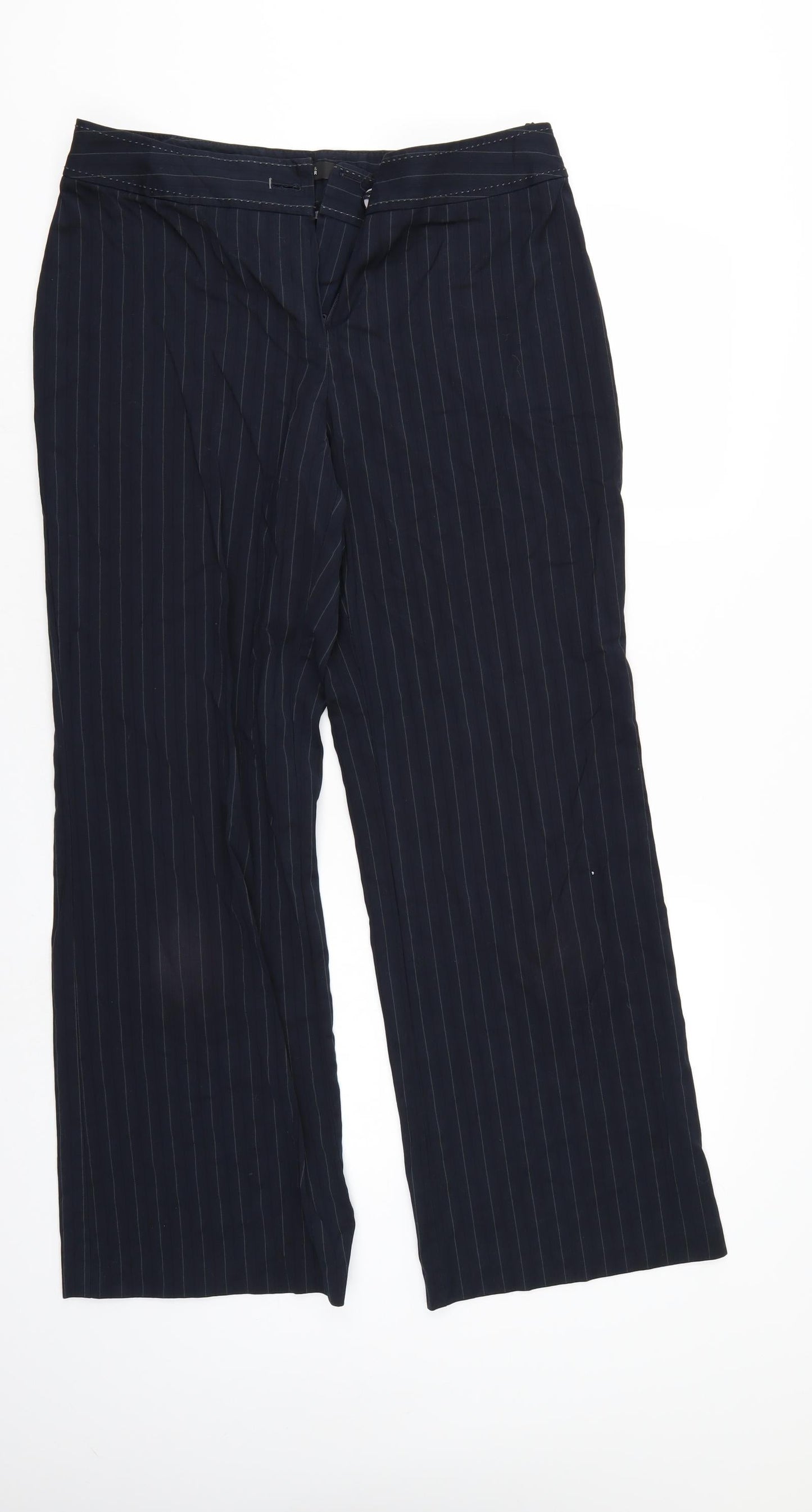Marks & Spencer` Womens Blue Striped  Trousers  Size 14 L29 in