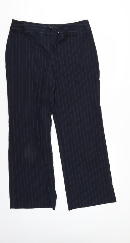 Marks & Spencer` Womens Blue Striped  Trousers  Size 14 L29 in