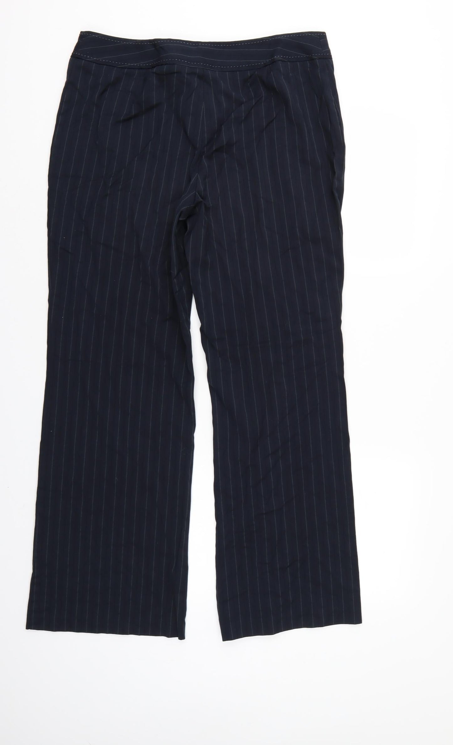 Marks & Spencer` Womens Blue Striped  Trousers  Size 14 L29 in