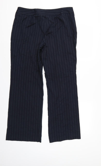 Marks & Spencer` Womens Blue Striped  Trousers  Size 14 L29 in