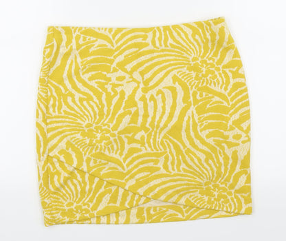 H&M Womens Yellow Geometric  A-Line Skirt Size M