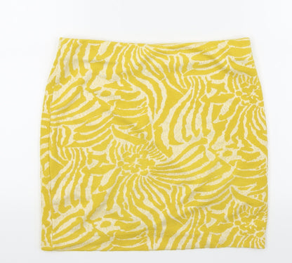 H&M Womens Yellow Geometric  A-Line Skirt Size M