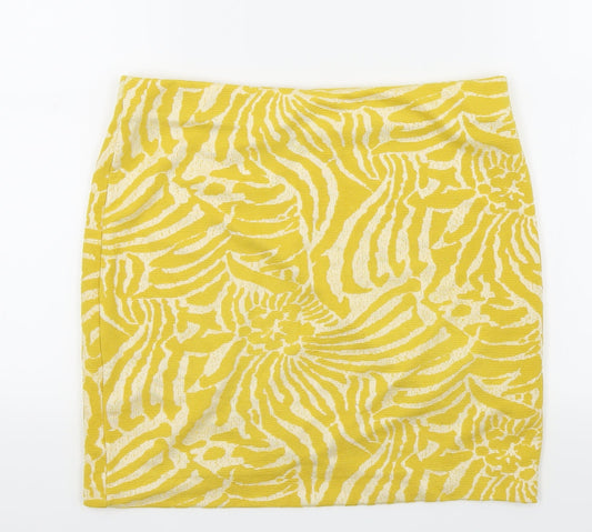 H&M Womens Yellow Geometric  A-Line Skirt Size M