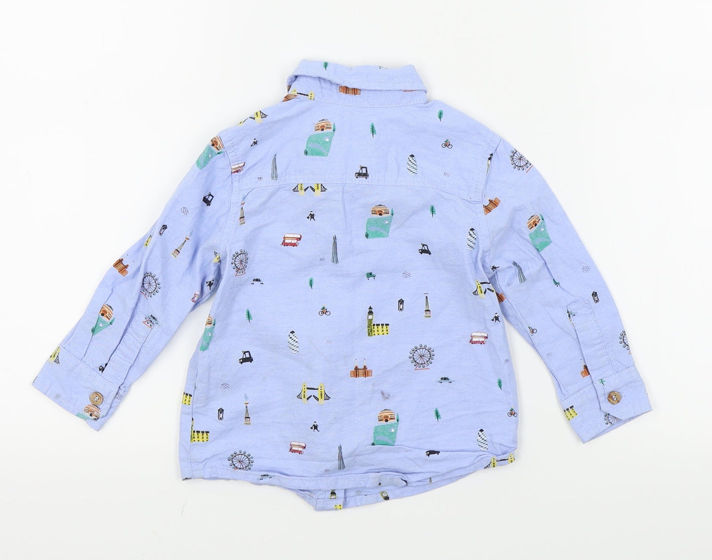 TU Boys Blue Colourblock  Basic Button-Up Size 12-18 Months  - LONDON