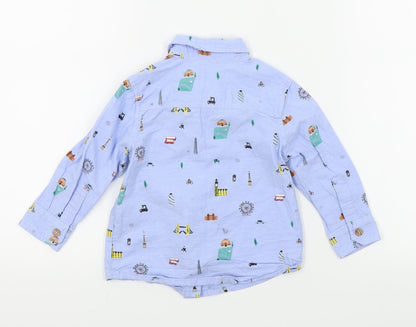 TU Boys Blue Colourblock  Basic Button-Up Size 12-18 Months  - LONDON