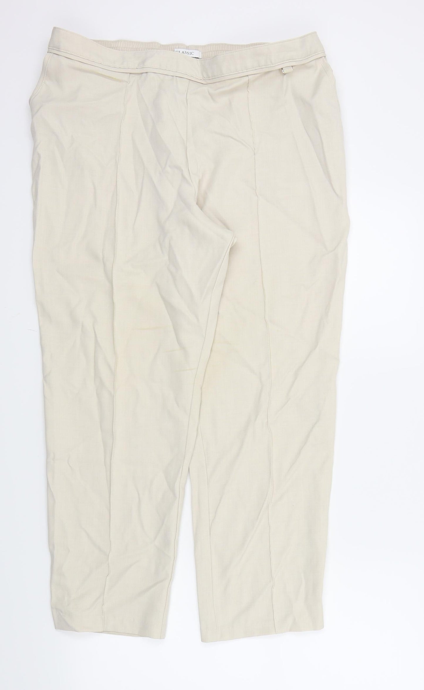 M&S Womens Beige   Trousers  Size 18 L25 in