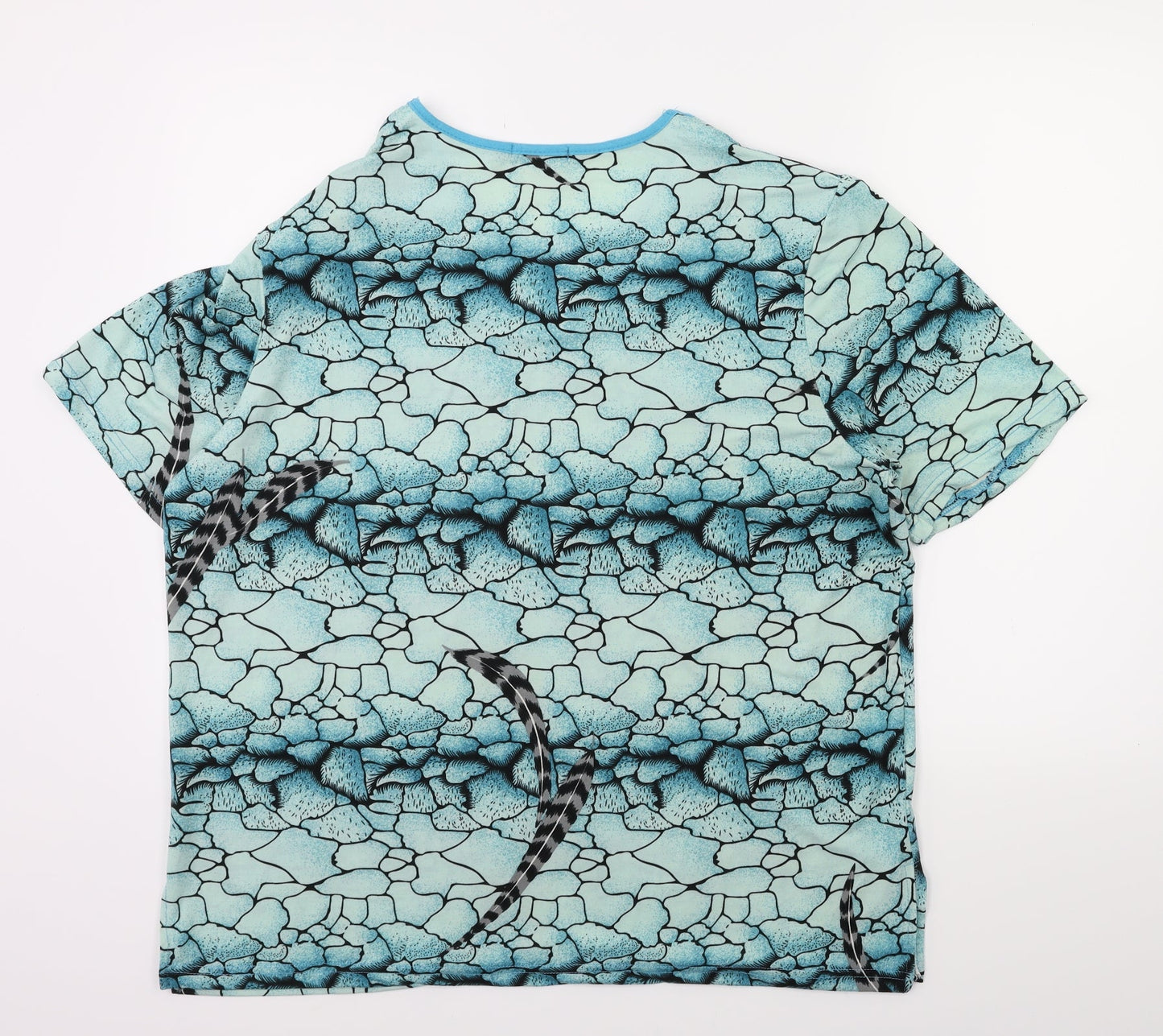 EURO MODEN Womens Blue Floral  Basic T-Shirt Size 2XL
