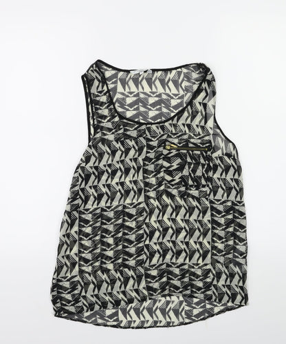 New Look Womens Black Geometric  Basic Tank Size 8