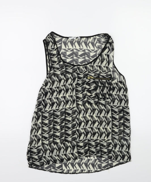 New Look Womens Black Geometric  Basic Tank Size 8