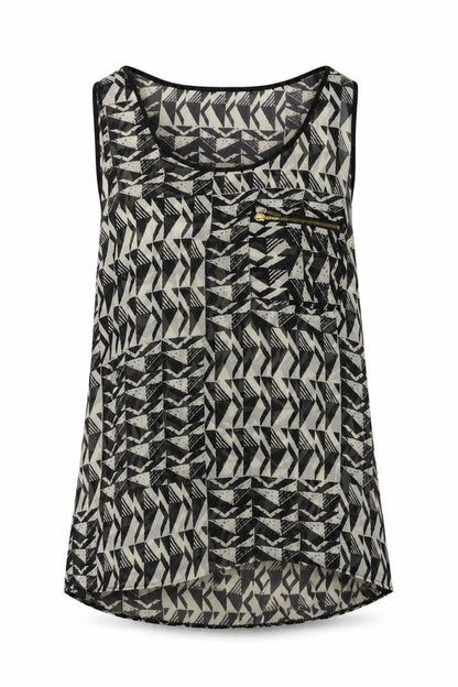 New Look Womens Black Geometric  Basic Tank Size 8