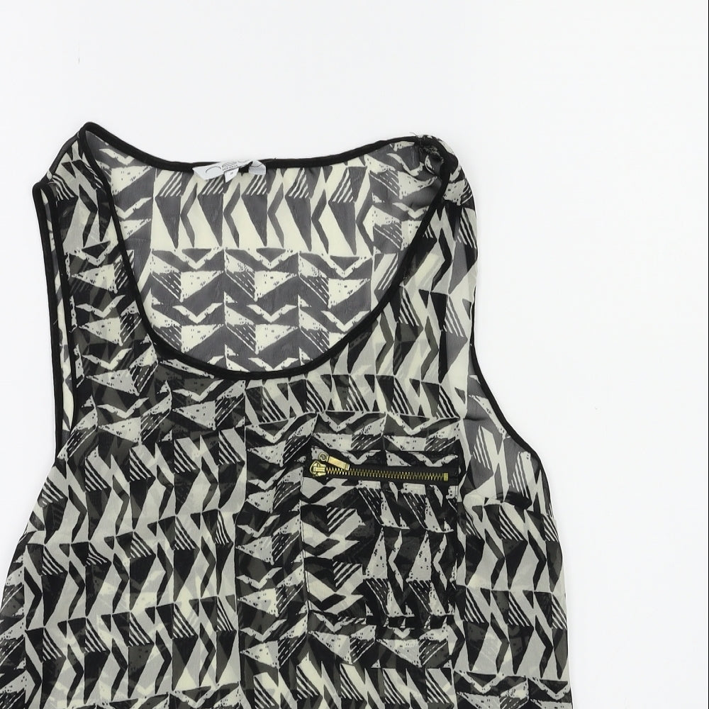 New Look Womens Black Geometric  Basic Tank Size 8