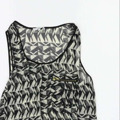 New Look Womens Black Geometric  Basic Tank Size 8