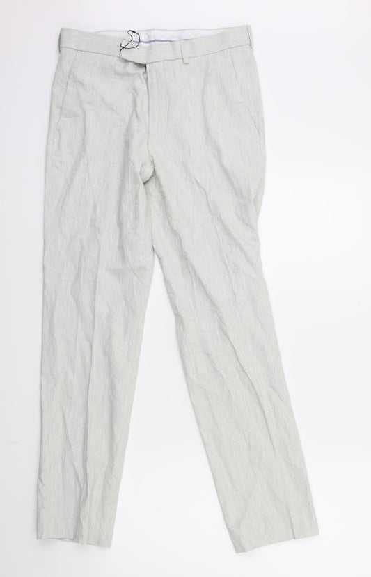 Marks and Spencer Mens Grey  Rayon Dress Pants Trousers Size 30 in L31 in