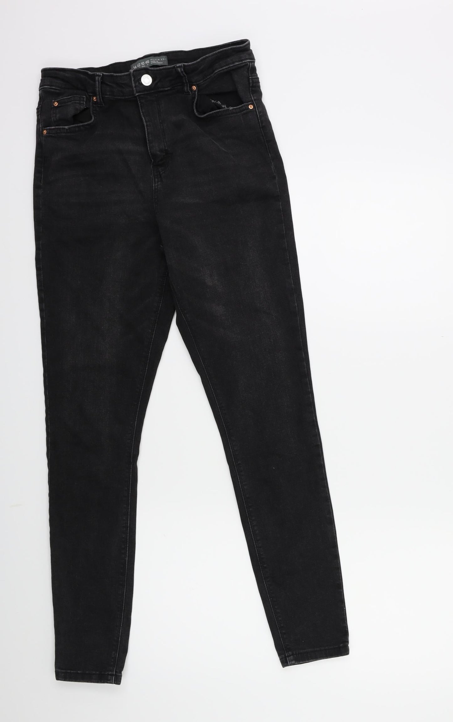 Denim & Co. Womens Black  Denim Skinny Jeans Size 14 L28 in