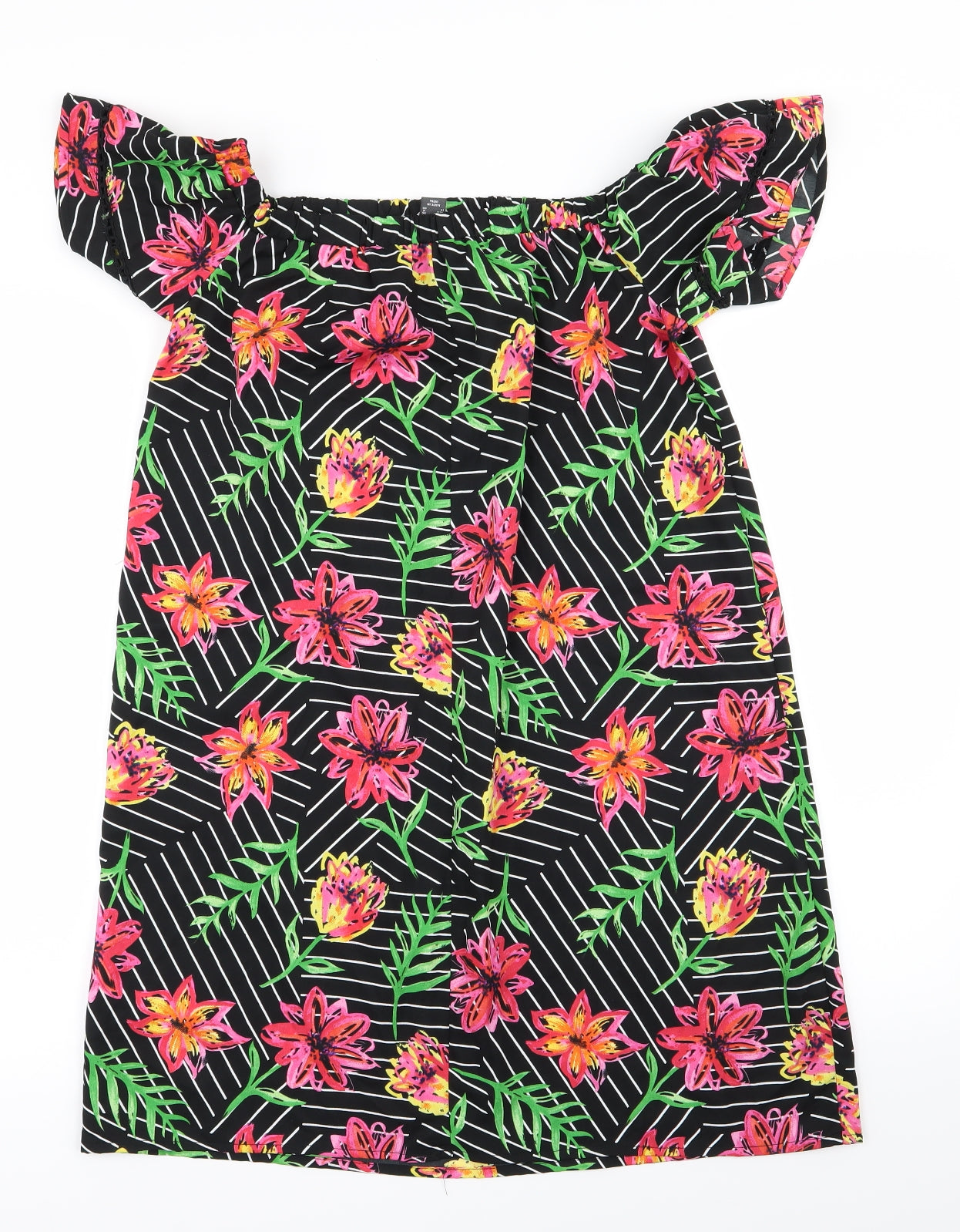 Primark Womens Black Floral  Fit & Flare  Size 8