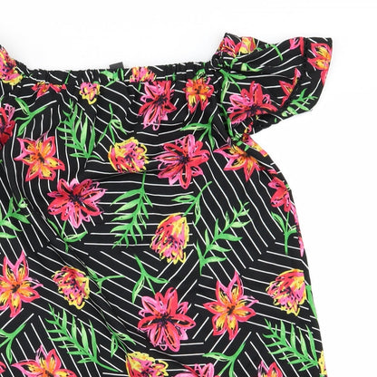 Primark Womens Black Floral  Fit & Flare  Size 8