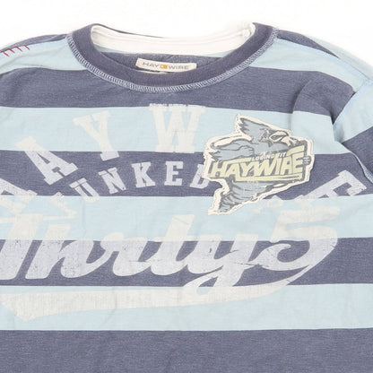 hay wire Boys Blue Striped  Basic T-Shirt Size M