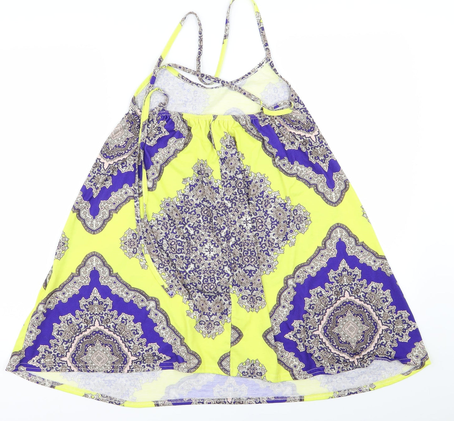 Boohoo Womens Yellow Argyle/Diamond  Fit & Flare  Size 6