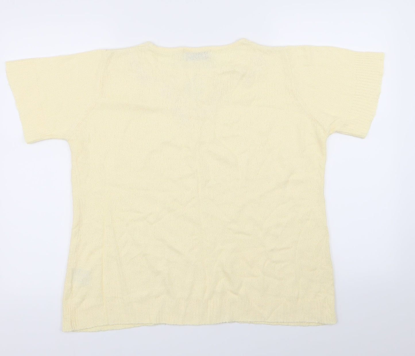 EWM Womens Yellow Floral  Basic T-Shirt Size 14