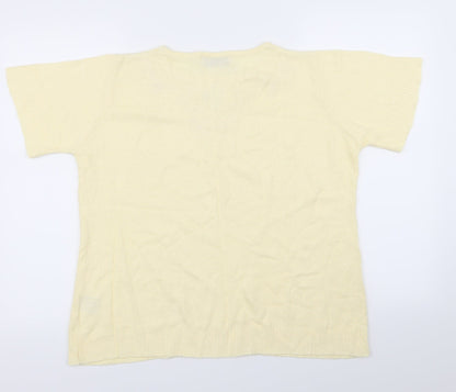 EWM Womens Yellow Floral  Basic T-Shirt Size 14
