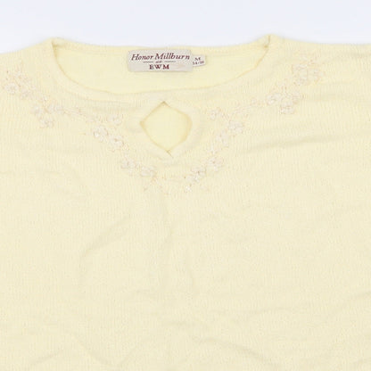 EWM Womens Yellow Floral  Basic T-Shirt Size 14