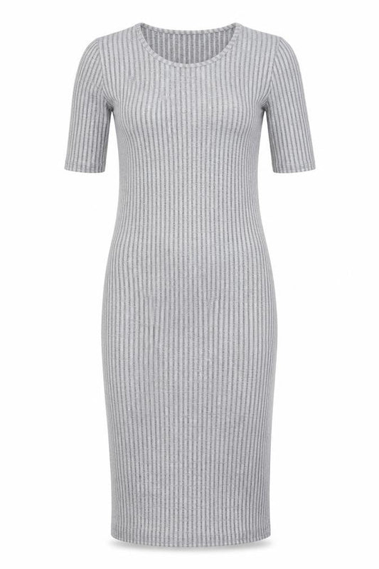 Front view of Atmosphere women’s grey shirt dress, size UK 12