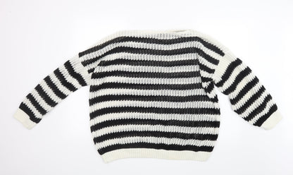 Preworn Womens Black Striped Knit Pullover Jumper Size 6