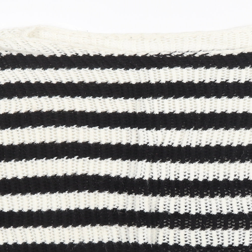 Preworn Womens Black Striped Knit Pullover Jumper Size 6
