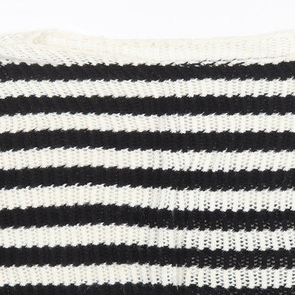 Preworn Womens Black Striped Knit Pullover Jumper Size 6
