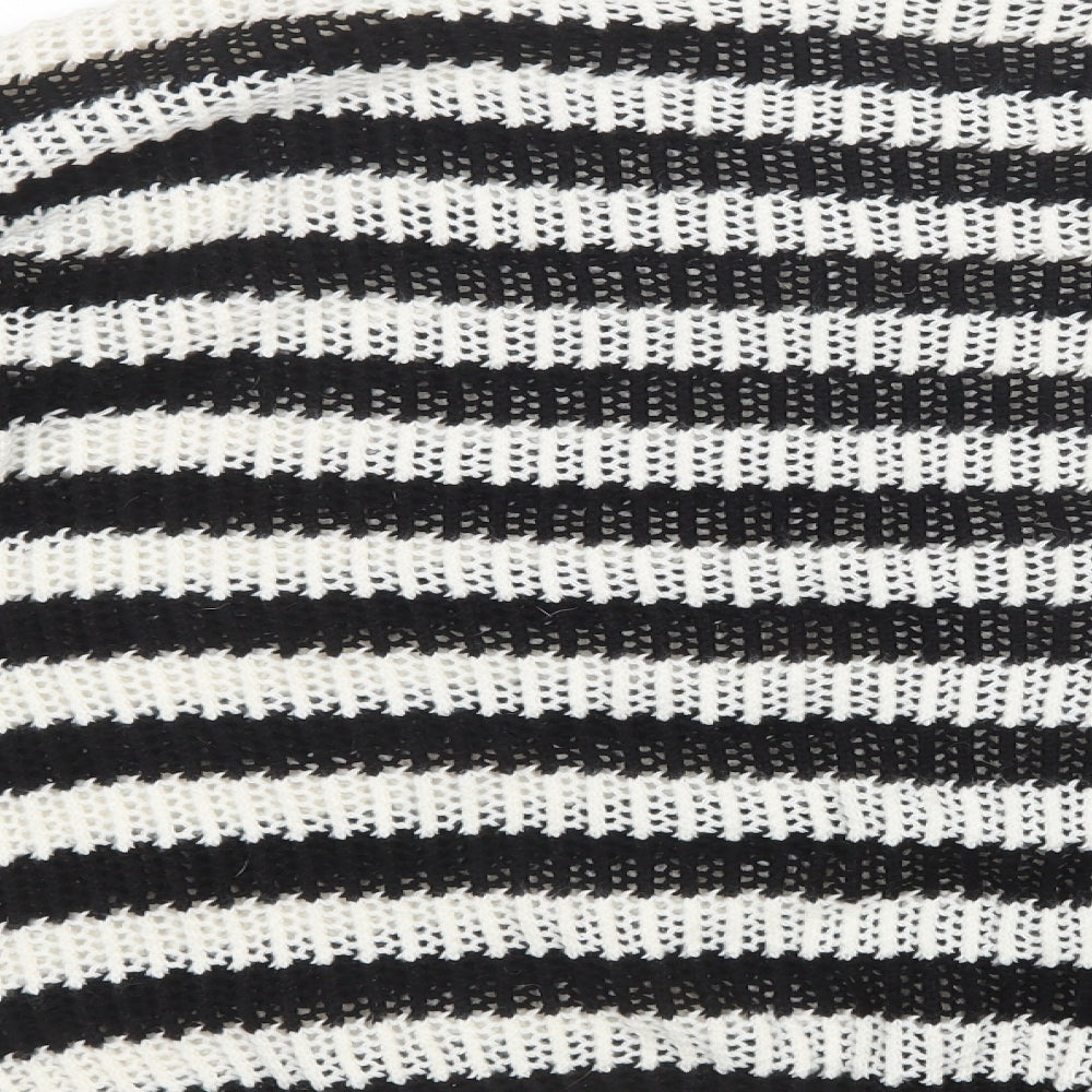 Preworn Womens Black Striped Knit Pullover Jumper Size 6