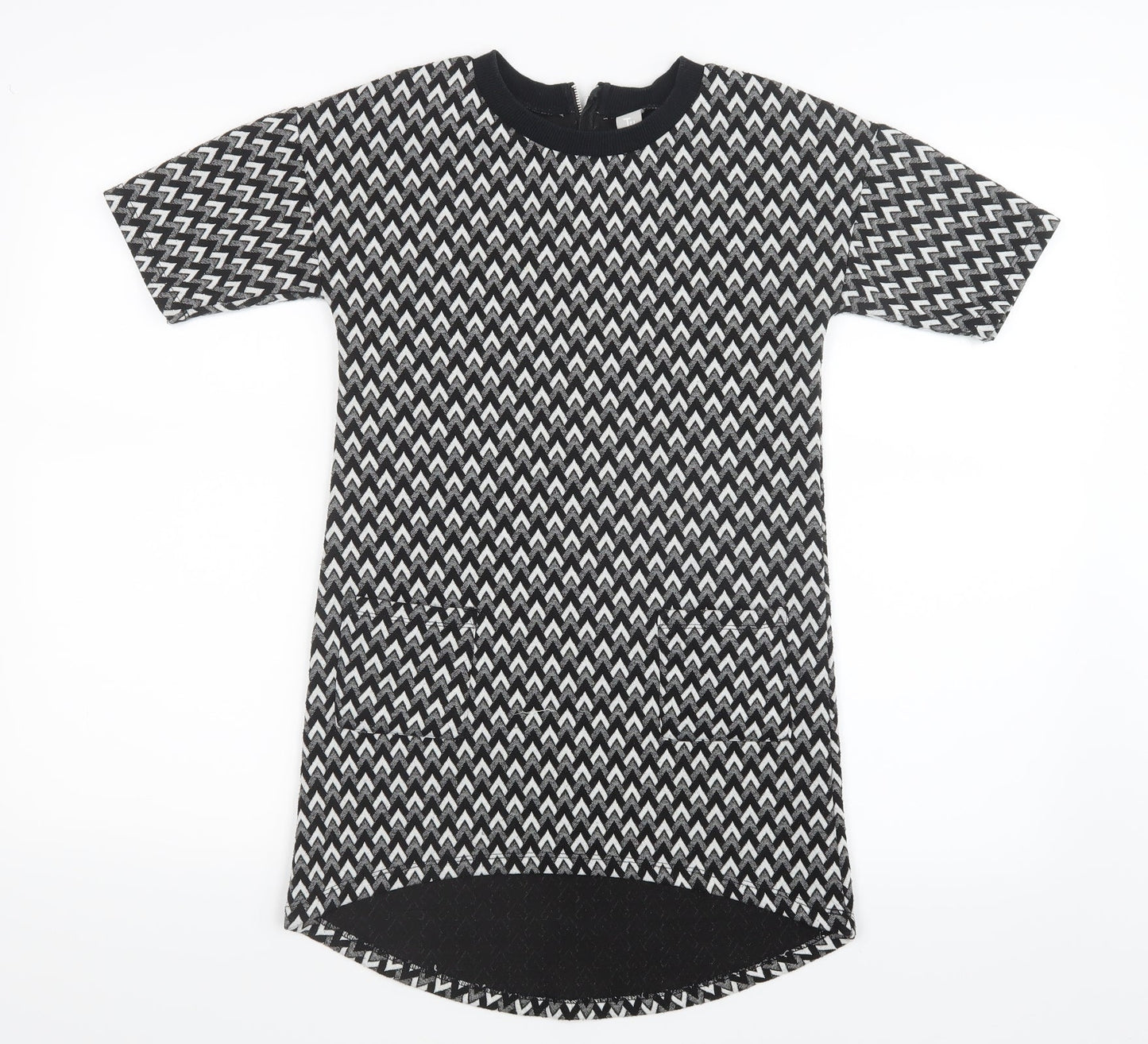 TU Girls Black Geometric  Shirt Dress  Size 9 Years