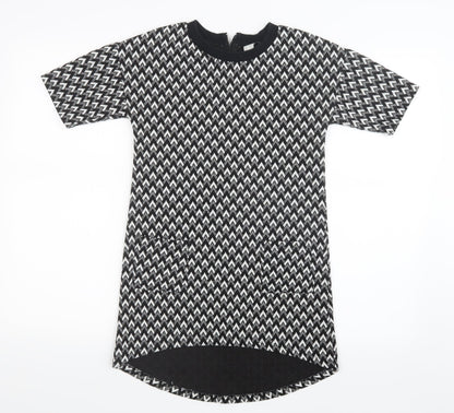 TU Girls Black Geometric  Shirt Dress  Size 9 Years