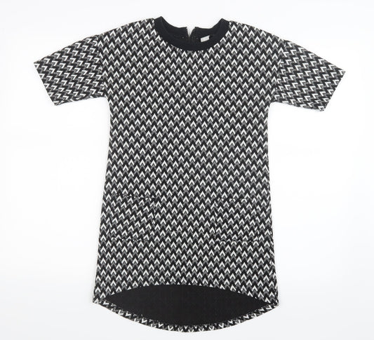 TU Girls Black Geometric  Shirt Dress  Size 9 Years