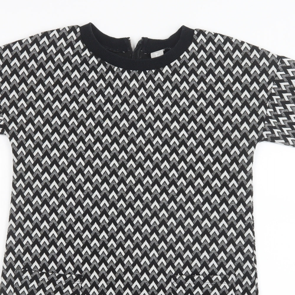 TU Girls Black Geometric  Shirt Dress  Size 9 Years