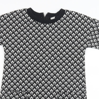TU Girls Black Geometric  Shirt Dress  Size 9 Years