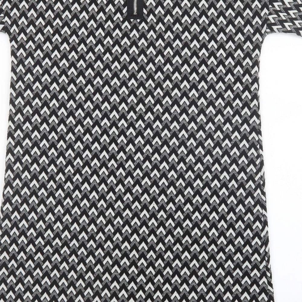 TU Girls Black Geometric  Shirt Dress  Size 9 Years