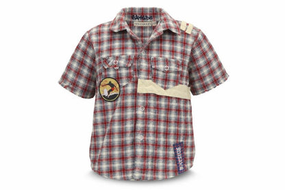 Feu Follet Boys Red Check  Basic Button-Up Size 2-3 Years  - Malibu Beach