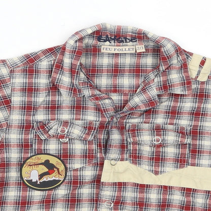 Feu Follet Boys Red Check  Basic Button-Up Size 2-3 Years  - Malibu Beach