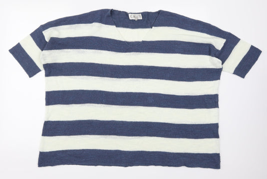 Capri Womens Blue Striped  Pullover Jumper Size M