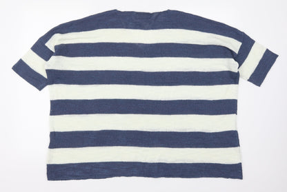 Capri Womens Blue Striped  Pullover Jumper Size M