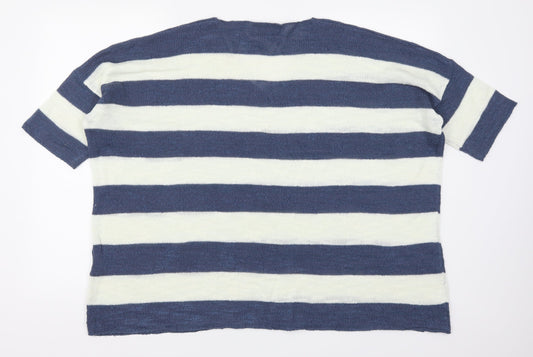 Capri Womens Blue Striped  Pullover Jumper Size M