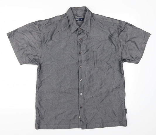 Mens UK Size S Easy Grey  Button-Up Short Sleeve Casual Shirt