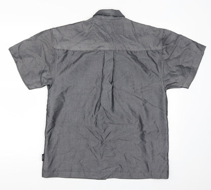 Mens UK Size S Easy Grey  Button-Up Short Sleeve Casual Shirt