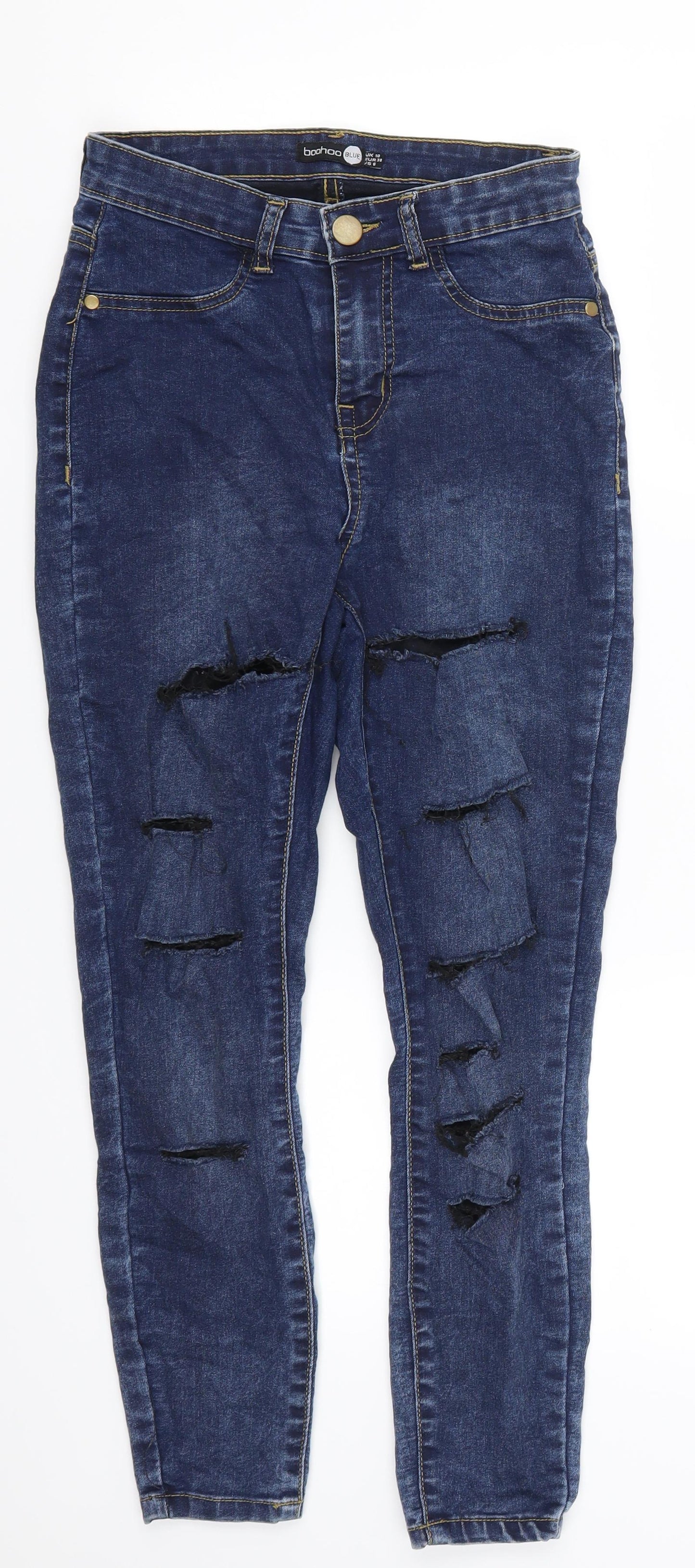 Boohoo Womens Blue  Denim Skinny Jeans Size 10 L24.5 in