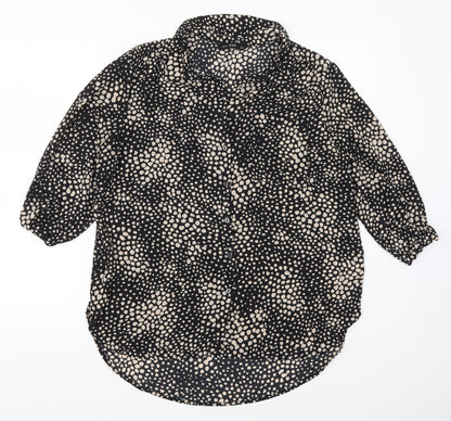 F&F Womens Black Geometric  Basic Button-Up Size 14  - Beige Spots
