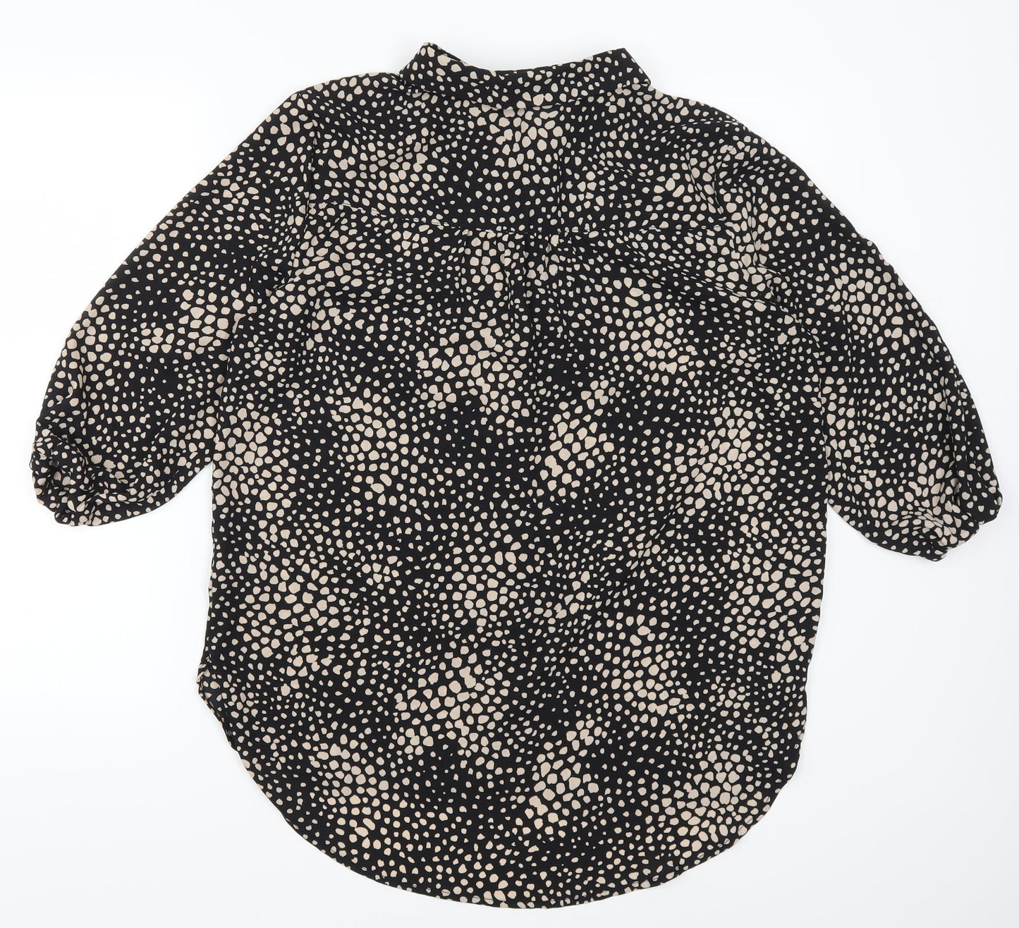 F&F Womens Black Geometric  Basic Button-Up Size 14  - Beige Spots