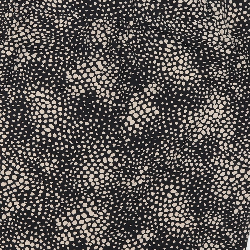 F&F Womens Black Geometric  Basic Button-Up Size 14  - Beige Spots